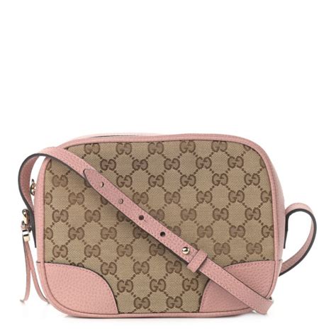 GUCCI Monogram Mini Bree Messenger Bag Beige Soft Pink 